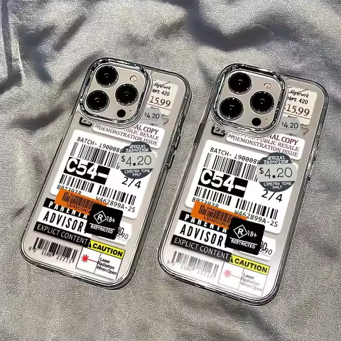 Trendy Label Clear Phone Case For iPhone 16E 16 15 14 13 12 11 Pro Max XR X XS 7 8 Plus SE2 SE3 Sili