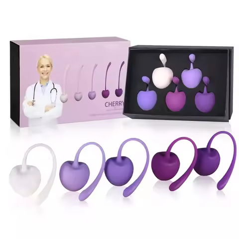 Silicone Cherry Ben Wa Weight Set of 5PCS Kegel Ball Vaginal Dumbbells Full Pussy Vagina Tighten Keg