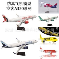 47cm Model Pesawat Siri Airbus A320 A320NEO Skala 1:80 Model Pesawat dengan Lampu dan Roda