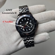 GMT thời trang nam đồng hồ đen Greenwich II 4 kim thép không gỉ đồng hồ thạch anh giản dị Đồng hồ đe