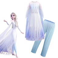 [Factory Ready Stock] Frozen 2cosplay Queen Elsa Costume Children's Gauze Skirt Cloak Medium Large C