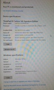 Lenovo thinkpad x1 carbon 5th gen i7 7500