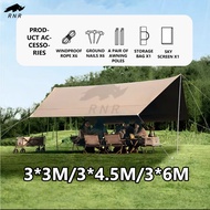 Camping Canopy Tent Flysheet 3x4.5M 3x6M Waterproof Outdoor Tarp Sunshade for Picnic Beach Garden