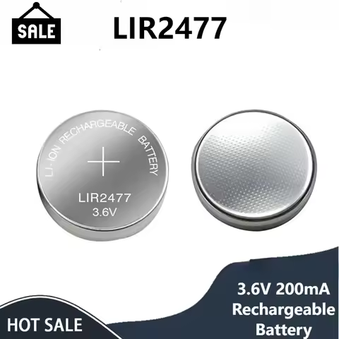 2-10PCS Rechargeable LIR2477 Battery Lithium 200mAh 3.6V 2477 Rechargeable Coin Cell Battery for Wat