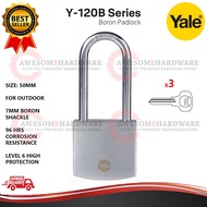 (LONG SHACKLE) YALE Y120B/50/163/1 50MM BORON STEEL HIGH SECURITY OUTDOOR LONG BRASS PADLOCK