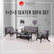 [LOCAL SELLER] 1+2+3 SEATER FABRIC VELVET SOLID WOOD SOFA SET + COFFEE TABLE
