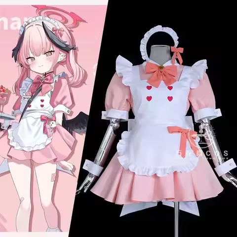 Blue Archive Shimoe Koharu Cosplay Costume Wig Maid Dress Wings Halo Headwear Halloween Party Carniv