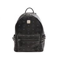 【二手】 MCM Stark Visetos 雙肩包，側邊有鉚釘，MMK6SVE37BK001，PVC塗層帆布，男女通用
