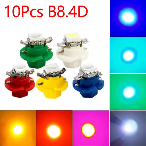 10Pcs 12V 7 Colors B8.4 Brand New B8.4D 5050 1 SMD Car LED Light Instrument Bulbs Gauge Dashboard La