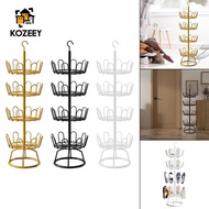 KOZEEY 4 Tier Swivel Shoe Tree Shoe Hanger Standing Round Shoe Rack Shoe Tree Stand Farmhouse