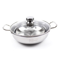 Fivestar 430 Stainless Steel Hot Pot Pan 28cm Glass Lid for Induction Cooker - Stainless Steel Pan