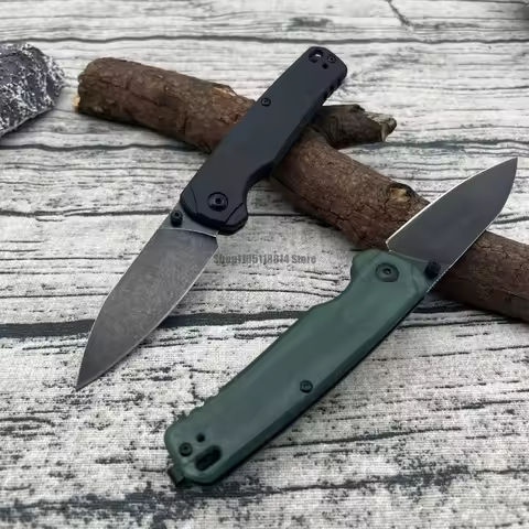 6105 Folding Pocket Knife Black Stonewashed 8Cr13Mov Blade Nylon Fiber Handle Hand Knives EDC
