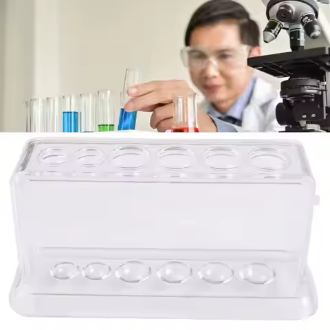 Scientific Experiment Transparent 16.7*8*3cm 6 Holes Plastic Test Tube Stand Test Tube Holder Burett