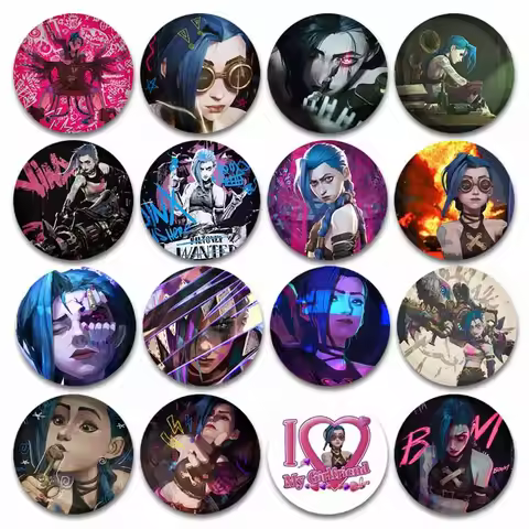 New Arcane Jinx 2 Badge Cartoon Round Runaway Loli Brooch Soft Button Pins for Backpack Clothes Acce