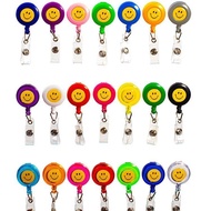 Retractable Badge Holder Lanyard ID Card Holder Telescopic Work Badge Holder Smiley Face Badge Holde