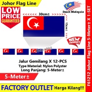 Johor Flag Line Nylon Polyester Johor Darul Ta'zim Flag 5meter± 12flag #7523 #Johor #Flag #line #柔佛旗