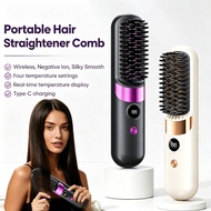 Straightener Hair Brush Comb Wireless Negative Hair Ion Curling Portable Hair Straightener