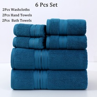 cod6pcs Bath Towels Set Cotton 2pcs Washcloths 2pcs Hand Towels 2pcs Bath Towels Absorbent Quick-dry
