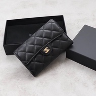 Chanel Medium Wallet Trifold Caviar Blue GHW