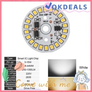 OKDEALS 1Pc New 2835 SMD AC220V Light Plate LED Chip 15W 12W 9W 7W 6W 5W 3W Round Smart IC Driver Warm White/White Bulb Lamp Bean/Multicolor