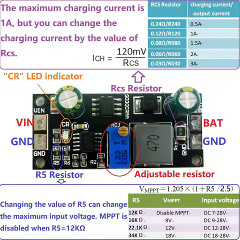 Lithium LiFePO4 Titanate Battery Charger Module Battery Charging Board MPPT Solar Controller ​1A 3.2