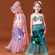 萬聖節兒童服裝女童cos美人魚衣服裝扮寶寶迪士尼公主裙表演服飾