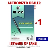 MICA Yellow Pad Pads Paper Papers 1 WHOLE 42gsm 80 Leaves 215x330mm Ruled Pad - 1 Pad