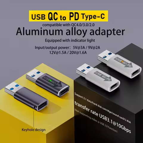 QC 4.0 USB 3.1 To PD Type-C Adapter USB A To USB C Adapter USB3.1 10Gbps Type A To Type C Charger Co