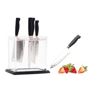 1:6 Scale Miniature Kitchen Knife Set with Knife Shelf 5-Piece Mini Cooking Knives with Plastic Knif