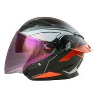 Power Matte Black Red RD Brand Air Force 1 Half Helmet 3/4 Open Face (M-XXL) 2-Layer Glasses