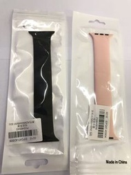 Apple Watch 42/44mm適用，S號13-15cm單圈硅膠錶帶，粉色黑色兩條一起賣，不含手錶