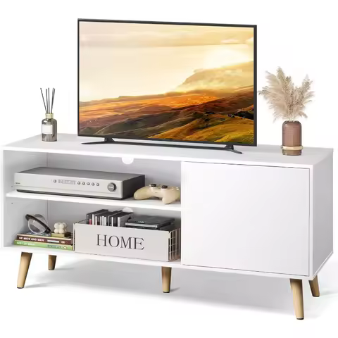 TV Stand for 55 Inch TVs, Entertainment Center with Storage Cabinet, Mid-Century TV Stands for Livin