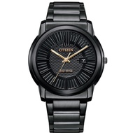 [𝐏𝐎𝐖𝐄𝐑𝐌𝐀𝐓𝐈𝐂]Citizen Eco-Drive AW1217-83E AW1217 Full Black Stainless Steel Analog Watch for Men