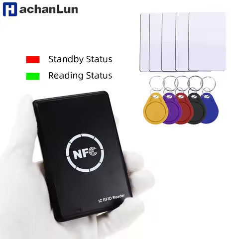 HACHANLUN NFC Smart Card Reader Writer RFID Copier Duplicator 13.56MHz USB Programmer Key fobs Card 