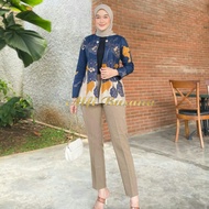 Outer Batik Blazer batik Wanita Terbaru Moderen Lengan Panjang