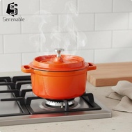 Serenable Enameled Cookware Enamel Coated Enameled Cast Iron Dutch Oven Heat Orange