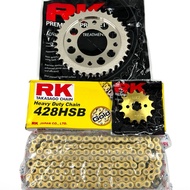 RK CHAIN & SPROCKET SET WAVE 100/125/XRM STEEL 428 (Nickel Rear Sprocket)