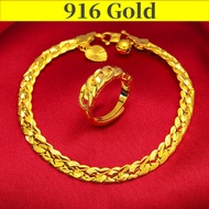 Ready Stock In Singapore Bracelet+Adjustable Ring Bracelet for Women Men Pawnable Chain Bangle Jewellery Buy 1 Take 1 Gold 916 Original Singapore Bangles 24K Fashion Transport Accessories Boutique
