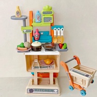 [szxflie3xh] Pretend Kitchen Toys Interactive Children's Kitchen Trolley Kids Playset