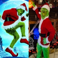 Halloween Green Furry Grinch Cosplay Santa Claus Furry Pants Set Costume