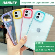 HANNEY For iPhone 13 12 11 Pro Max Mini XR X XS Max 7 8 Plus Phone Case 3in1 Colorful Transparent Soft Liquid Silicone Camera Protection Shockproof  Back Cover Casing WT-01
