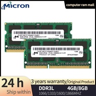 แรม DDR3L ไมครอน4GB 8GB 1066/1333/1600MHz DDR3 204PIN SO-DIMM PC3L-8500 10600 12800 14900 1.35V หน่วยความจำแล็ปท็อป SODIMM