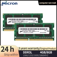 Micron DDR3L RAM 4GB 8GB 1066/1333/1600MHz SO-DIMM 204pin DDR3 PC3L-8500 10600 12800 14900 1.35V SOD