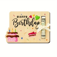 Birthday Money Holder for Party Fun Colorful DIY Present with Ribbon Birthday Gifts Wooden Money Bir