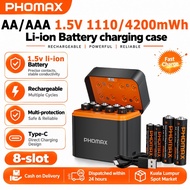8/12-slot rechargeable 1.5V lithium-ion battery case, low self-discharge - USB-C direct charging