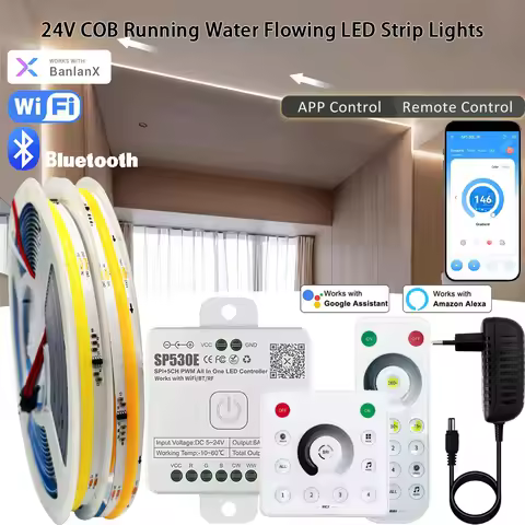 WS2811 Flowing Water Led Strip COB 24V 5M 10M Warm Cool White Sequential Horse Race Led Tape Light w