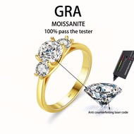 【 GRA Certificate Attached 】 1.6CT genuine moissanite ring, three diamond round cut D-color S925 pur