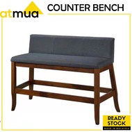 Atmua Furniture Ella Counter Bench High Bench Bangku Tinggi (Seat Height 67cm) Solid Rubber Wood with Metal Support Stur