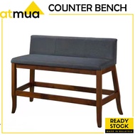 Atmua Furniture Ella Counter Bench High Bench Bangku Tinggi (Seat Height 67cm) Solid Rubber Wood wit