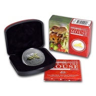 Perth Mint Australia Lunar Mouse 2008 1 oz .999 Silver Coin Gilded (with Box & COA) (Series II) Rat 